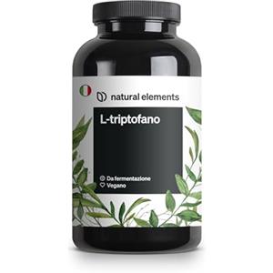 natural elements L-Triptofano 500mg - Triptofano Integratore per Dormire e Migliorare la Qualità del Sonno - 240 Capsule (Scorta di 8 Mesi) - Rilassante Antistress per Dormire - Testato in laboratorio, vegano