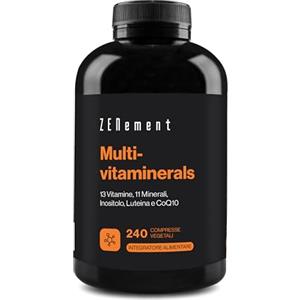 Zenement Multivitaminico, Con tutte le Vitamine e i Minerali + Inositolo, Coenzima Q10 e Luteina, 240 Compresse | 27 Micronutrienti | Per uomini e donne | Senza conservanti, non OGM, GMP | Zenement