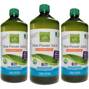 Benessence - Succo di Aloe Vera - Aloe con Vitamine C ed E con Sali Minerali, Potassio e Magnesio- 3 Bottiglie da 1L