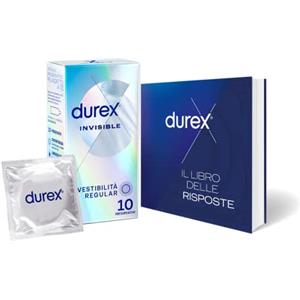 Durex Invisible, Preservativi Ultrasottili, 10 Profilattici + Libro delle Risposte Durex