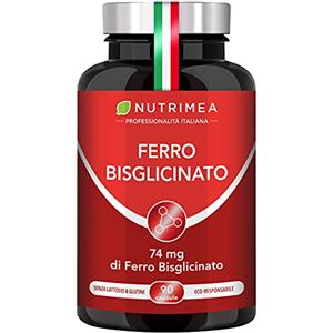 Plastimea Ferro Bisglicinato | Integratore con Vitamina C | Per Stanchezza Fisica e Anemia | Elevata Tollerabilità Intestinale | Normale Funzione dei Glubuli Rossi e dell'Emoglobina | 90 Capsule | Nutrimea