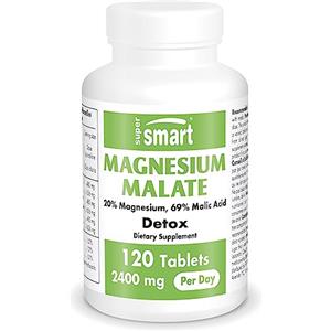 Supersmart Magnesium Malate 2400mg al giorno - Eccellente solubilità e biodisponibilità - Riduzione dell'affaticamento - Buona tolleranza digestiva - 20% Magnesio e 69% Acido malico - Vegano - Supersmart