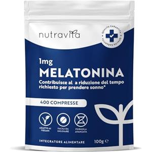 Nutravita Melatonina - Integratore per il sonno ad alto dosaggio da 1 mg - 400 compresse vegane - Melatonina pura ed estratti di valeriana, camomilla e lavanda - Favorisce il sonno - Nutravita