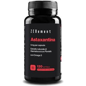 Zenement Astaxantina Naturale, Complesso Antiossidante per occhi, pelle e articolazioni, 50 mg di microalghe pure Haematococcus Pluvialis | Ottimizzato con Omega 3 | 120 capsule Softgels | Zenement