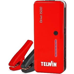 Telwin Drive 1500 Avviatore Booster Multifunzione 12V per Auto Moto Barche, 1500A + Powerbank