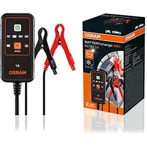 OSRAM BATTERYcharge 901, mantenitore di carica per batterie di veicoli a 6V & 12V, caricabatterie portatile per moto e veicoli più piccoli con cilindrata fino a 1,2 L