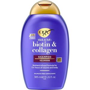 OGX Shampoo Thick & Full + Biotin & Collagen, Shampoo volumizzante capelli con Biotina e Collagene, Shampoo capelli fini dall'effetto rinforzante per capelli corposi e sani, 385 ml