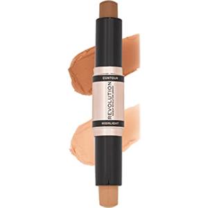 MAKEUP REVOLUTION LONDON Makeup Revolution Contour Stick Duo Crema Contour & Highlight, Definisce gli Zigomi e Scolpisce il Viso, Vegan & Cruelty-Free, Scuro, 2.4g