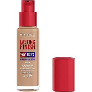 Rimmel London Lasting Finish 35H, 200 Soft Beige, fondotinta, lunga tenuta, idratante, formula vegana, alta coprenza, 30ml