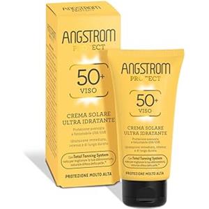 Angstrom Protect Crema Solare Viso SPF 50+, Azione Idratante ed Intensificatore dell'Abbronzatura, Indicata per Pelli Sensibili, 50 ml