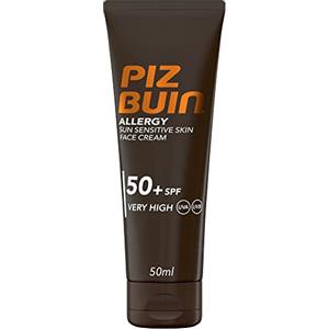 PIZ BUIN Allergy Crema Solare Viso SPF 50+, Protezione solare viso 50+ per pelli delicate e sensibili al sole, Crema viso SPF 50+ con filtro solare UVA/UVB e resistente all'acqua, 50 ml