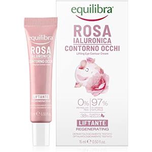 Equilibra Viso, Rosa Ialuronica Contorno Occhi Liftante, Siero Contorno Occhi a Base di Estratto di Rosa Damascena, Acido Ialuronico, Attivo da Semi di Sesamo e Microalghe, Effetto Lifting, 15 ml