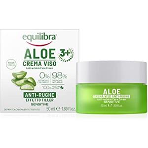 equilibra Viso, Aloe Crema Viso Anti-Rughe, Crema Viso Effetto Filler a Base di Aloe Vera e Aloe 3+, Crema Antirughe Adatta a Pelli Sensibili, Contrasta i Segni del Tempo, Azione Levigante, 50 ml