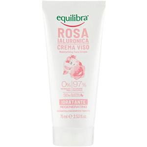 Equilibra Viso, Rosa Ialuronica Crema Viso Idratante a Base di Estratto di Rosa Damascena e Acido Ialuronico, Idratante, Assorbimento Rapido, Non Unge, 75 ml