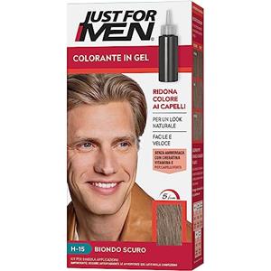 Just For Men Colorante In Gel, Tinta Semipermanente Per Capelli Uomo, Senza Ammoniaca, Con Cheratina E Vitamina E, Colore Biondo Scuro, H15