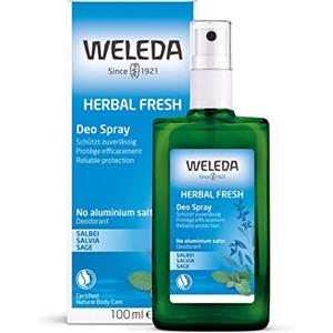 Weleda Deodorante Salvia, fragranza con puri oli essenziali naturali di salvia, rosmarino e lavanda, senza sali d'alluminio, dermatologicamente testato (1X100 ml)