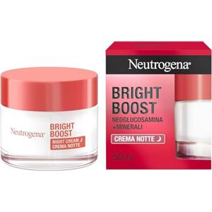 Neutrogena Bright Boost Crema Notte, Crema viso notte rigenerante durante il sonno, Crema idratante viso con Neoglucosamina uniformante, Crema viso antirughe per tutti i tipi di pelle, 50 ml