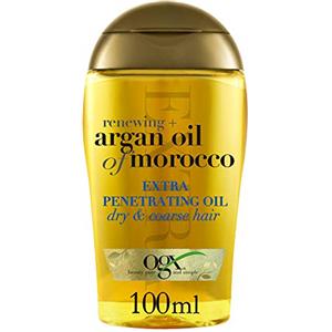 OGX Olio Capelli Renewing + Argan Oil of Marocco Extra Penetrating Oil, Olio di Argan per capelli morbidi, setosi e luminosi, Hair oil idratante, Olio per capelli secchi, spessi e danneggiati, 100 ml