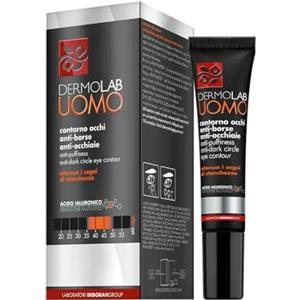 Dermolab Uomo - Crema Contorno Occhi Anti-Borse e Occhiaie, per Tutti i Tipi di Pelle, con Acido Ialuronico e Aloe Vera, Effetto Idratante, Leviga le Piccole Rughe, Dermatologicamente Testato, 15 ml