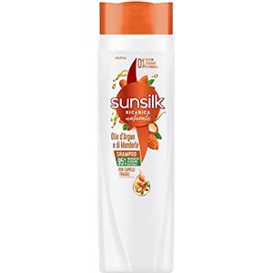 Sunsilk, Shampoo Olio d'Argan e di Mandorle, Shampoo per Capelli Fragili e Sciupati, Formula Nutriente e Rinforzante, con Olio d'Argan e Olio di Mandorle Biologico, Senza Siliconi, 250ml