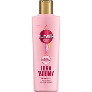 Sunsilk, Shampoo Idra Boom, Shampoo per Capelli Secchi e Sfibrati, Dona Fino a 72h di Idratazione e Effetto Anticrespo, Formula Super Fusion con Acido Ialuronico e Collagene, 220 ml