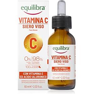 equilibra Viso, Siero Viso Vitamina C con Vitamina E, Acido Ialuronico e Aloe Vera, dona Luminosità e Freschezza, Adatto per Pelli Sensibili, Non Unge, Assorbimento Rapido, 60 ml