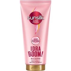 Sunsilk, Balsamo Idra Boom, Balsamo per Capelli Secchi e Sfibrati, Dona Fino a 72h di Idratazione e Effetto Anticrespo, Formula Super Fusion con Acido Ialuronico e Collagene, 180 ml