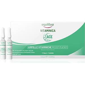 Equilibra Viso, Vitaminica, Ampolle Vitaminiche Ricostituenti, Siero Viso con Complesso Multivitaminico, Ceramidi Vegetali e Fitosfingosine, Azione Ricostituente, 7x2,5 ml