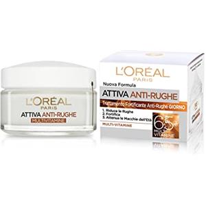 L'Oréal Paris Crema Viso Giorno e Notte Attiva Anti-Rughe, Trattamento Fortificante 65+ con Multivitamine, Adatto a Pelli Mature, 50 ml