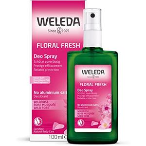 Weleda Deodorante Rosa mosqueta, sensuale profumo con oli essenziali naturali di rosa e ylang-ylang, senza sali d'alluminio e dermatologicamente testato (1X100 ml)