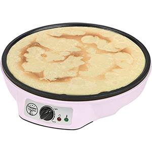 Bestron crepiera elettrica, Macchina per crêpes dal design retrò, per crêpes con Ø 30 cm, incl. spargitore di pastella e giratorta, con rivestimento antiaderente, 1000 watt, colore: Rosa