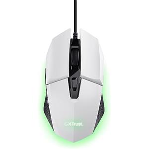 Trust Gaming GXT 109W Felox Mouse Gaming con 6 Pulsanti Programmabili, Illuminazione LED Multicolore, Software Incluso, 200-6400 DPI, Mouse con Filo USB 150 cm per PC, Portatile, Computer - Bianco