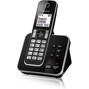 Panasonic KX-TGD320JTB Telefono Cordless DECT con Segreteria Telefonica, Schermo LCD Monocromatico Bianco, Schermo e Tasti Retroilluminati, Suoneria Polifonica, Blocco chiamate Indesiderate, Nero