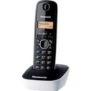 Panasonic KX-TG1611JTW Telefono Cordless Digitale, Unità Base e Ricevitore Singolo, ID Chiamante, Batteria Lunga Durata, Display LCD, Rubrica, Memoria di Riselezione, Sveglia, Bianco