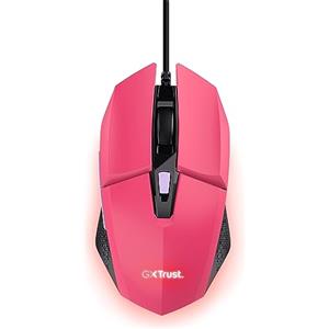 Trust Gaming GXT 109P Felox Mouse Gaming con 6 Pulsanti Programmabili, Illuminazione LED Multicolore, Software Incluso, 200-6400 DPI, Mouse con Filo USB 150 cm per PC, Portatile, Computer - Rosa