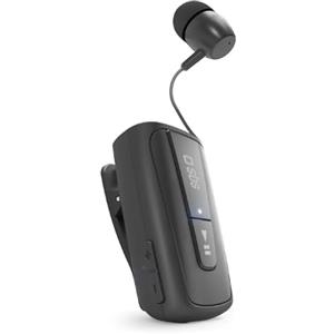 SBS Auricolare Bluetooth con Clip e Cavo Retrattile, Tecnologia Multipoint per collegare 2 dispositivi contemporaneamente, autonomia di Conversazione Fino a 7 Ore, Nero