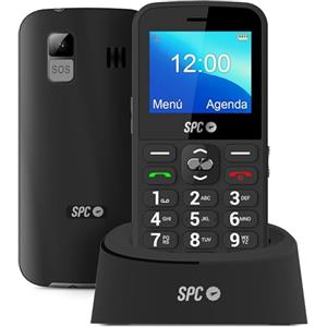 SPC Fortune 2 - Telefono cellulare per Anziani con Tasti Grandi, Tasto SOS, Funzione da Remoto, Volume Alto, configurazione remota, Dual SIM, Base di Ricarica, USB-C, Nero