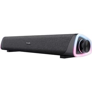 Trust Liro Soundbar PC 12W, Stereo Speaker con Illuminazione LED RGB, Sound Bar Jack AUX 3.5 mm, Casse PC con Alimentazione USB, Altoparlanti per PC Laptop Desktop Tablet Smartphone TV, Nero