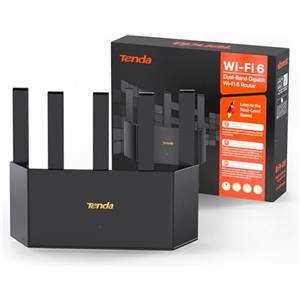 Tenda RX12L Pro Router WiFi 6 Dual-Band AX3000Mbps, Design Verticale, 4 Porte Gigabit, 5 Antenne Ad Alto Guadagno, WiFi+ Copertura, Compatibile con Mesh, Parental Control, Rete Ospiti, WPA3