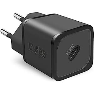 SBS Caricabatterie Portatile per Samsung, iPhone, Xiaomi, Oppo, Caricatore Gan rapido da 20W per Smartphone e Tablet, Caricabatterie Power Delivery Veloce e Sicuro con USB-C, Nero