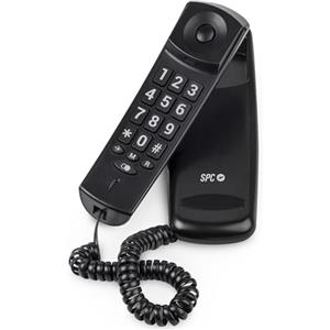 SPC Original Lite 2 - Telefono fisso da tavolo o da parete, compatto e facile da usare, segnale luminoso, 10 memorie indirette, tasti grandi, funzione di ricomposizione - Nero