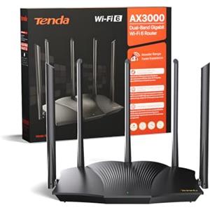 Tenda RX12 Pro Router WiFi 6 AX3000 Dual Band Gigabit, 2404Mbps/5GHz + 574 Mbps/2.4GHz, 4 Porte Gigabit, Larghezza di banda 160MHz, WiFi+ Mesh, OFDMA/VPN/WPA3/IPV6/TWT