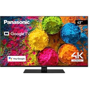 Panasonic TX-43MX700E, Smart TV LED 4K Ultra HD da 43 Pollici, High Dynamic Range (HDR), Dolby Atmos e Dolby Vision, Google TV, Assistente Google, Chromecast, Piedistallo Centrale, Nero