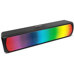 KROM K-POP- Soundbar 2x3 RMS, audio stereo, Bluetooth, slot per schede TF, LED RGB, USB, connessione ausiliaria jack da 3,5 mm, dimensioni 280 x 59 x 60 mm, colore nero