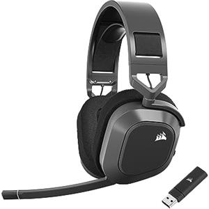 Corsair HS80 MAX Cuffie da Gioco Multipiattaforma Senza Fili con Bluetooth - Dolby Atmos - Microfono omnidirezionale - Compatibile iCUE - PC, Mac, PS5, PS4, Nintendo Switch, Mobile - Grigio Acciaio