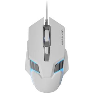 Mars Gaming MARSGAMING MM024, Mouse Gaming RGB, Sensore Ottico 4000 DPI, Switch Meccanici Huano, RGB Flow, Regolazione On-the-fly 1200/2400 / 3200/4000 DPI, Compatibilità Multipiattaforma, Bianco