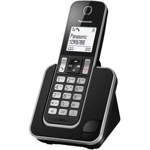 Panasonic KX-TGD310JTB Telefono Cordless Digitale, Unità Base e 1 Ricevitore, Display LCD Bianco, Vivavoce, ID Chiamante, Blocco Chiamate Indesiderate, Modalità Eco Plus, Sicurezza DECT, Nero