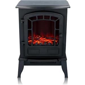 Classic Fire Torino Camineo Elettrico - Caminetto Elettrico con Riscaldamento, Pannello di Controllo e Timer - Stufa Elettrica con Fiamme LED - 2000W - Libera Installazione - Nero