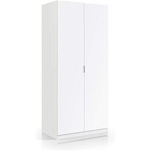 Dmora Armadio Guardaroba 2 Ante Bianco Opaco-cm. 81 x 180 x 52, Altezza 180