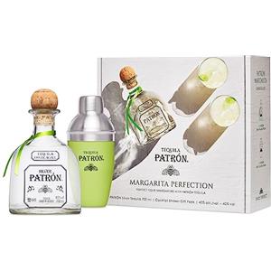 PATRÓN Silver Premium Tequila, 40% Vol. 70 cl / 700 ml, e la confezione regalo con shaker, nasce dalla migliore agave blu weber ed è prodotta artigianalmente in piccoli lotti in Messico